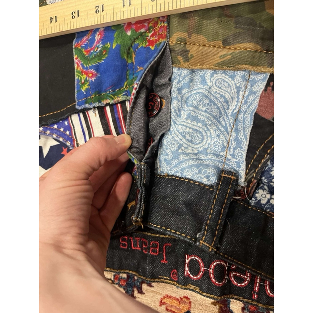 Biepa Patchwork Multicolor Patterns Fabric Button… - image 3